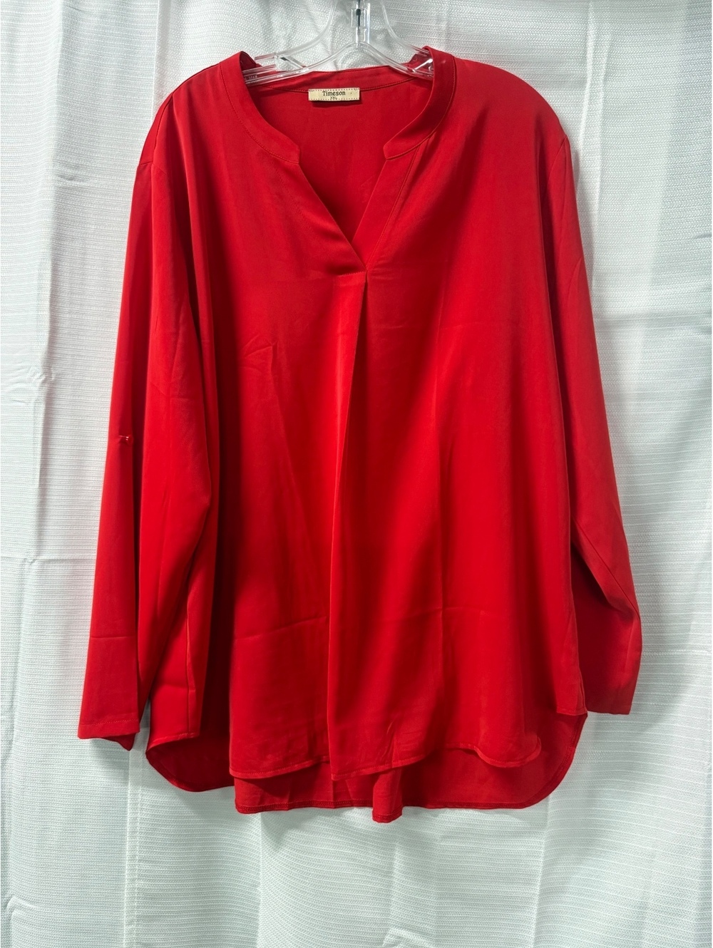 Timeson XXL Red Long Sleeve Blouse 100% Polyester